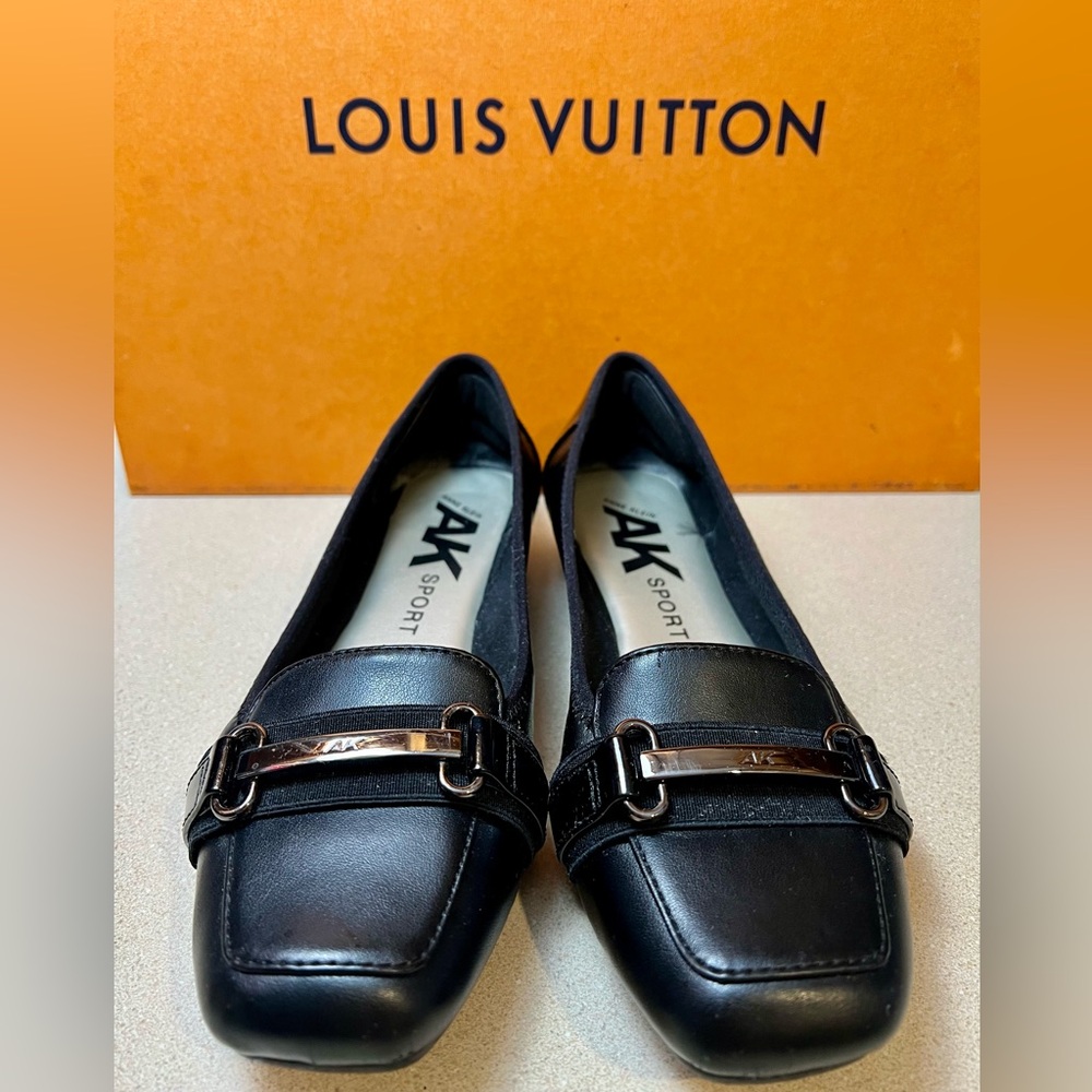 Anne Klein AK Sport Uplift Ballet Flats Black Buckle Patent 8 loafers flex